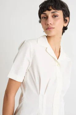 Camicia in popeline con pinces - Bianco