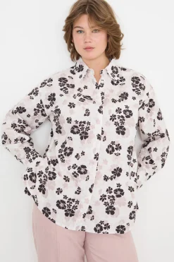 Camicia in popeline con spacchi laterali - Bianco Nero