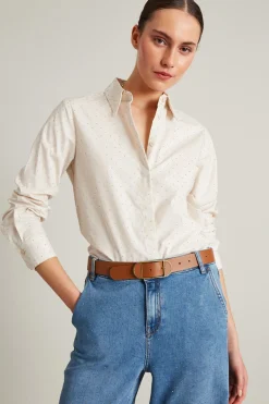 Camicia in popeline con strass - Bianco