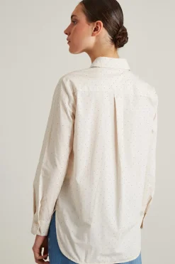 Camicia in popeline con strass - Bianco