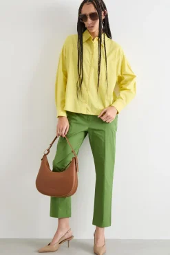 Camicia in popeline con strass - Giallo