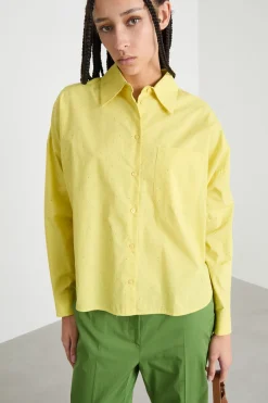 Camicia in popeline con strass - Giallo