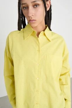 Camicia in popeline con strass - Giallo