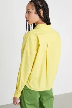 Camicia in popeline con strass - Giallo
