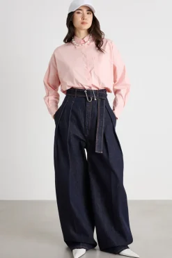 Camicia in popeline con strass - Rosa