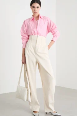 Camicia in popeline con strass - Rosa