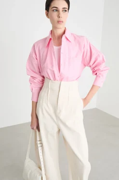 Camicia in popeline con strass - Rosa