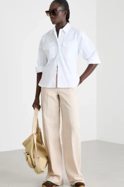 Camicia in popeline con tasche - Bianco