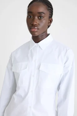 Camicia in popeline con tasche - Bianco