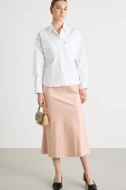 Camicia in popeline con tasche - Bianco