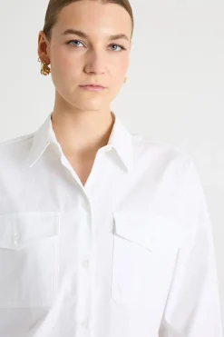 Camicia in popeline con tasche - Bianco