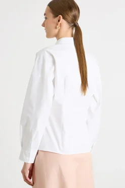 Camicia in popeline con tasche - Bianco
