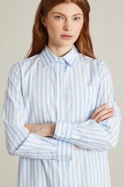 Camicia in popeline con taschino - Azzurro Bianco