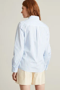 Camicia in popeline con taschino - Azzurro Bianco