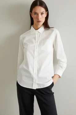 Camicia in popeline con taschino - Bianco
