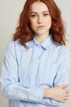 Camicia in popeline con taschino - Celeste Rosa