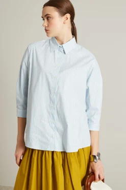 Camicia in popeline di cotone - Azzurro