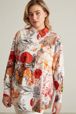 Camicia in popeline di cotone - Bianco Rosso