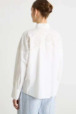 Camicia in popeline ricamato - Bianco