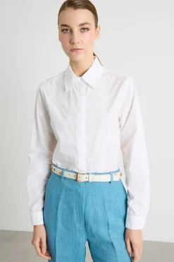 Camicia in popeline ricamato - Bianco