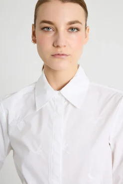 Camicia in popeline ricamato - Bianco