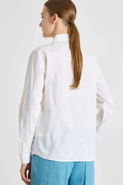 Camicia in popeline ricamato - Bianco