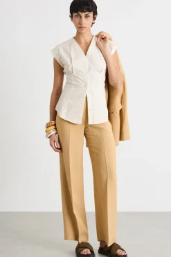 Camicia in popeline senza maniche - Avorio