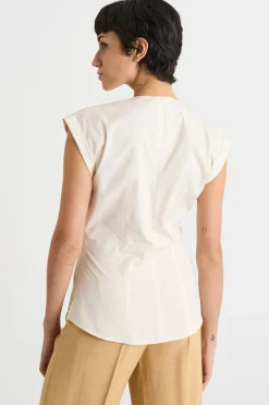 Camicia in popeline senza maniche - Avorio