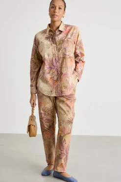 Camicia in popeline stampato - Rosa