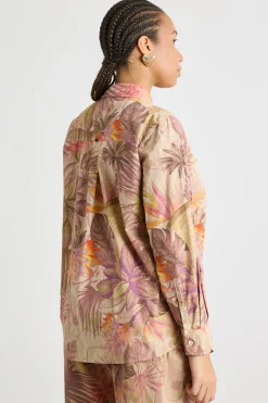 Camicia in popeline stampato - Rosa