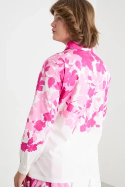 Camicia in popeline stampato - Rosa Bianco