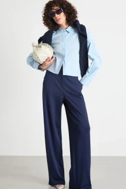 Camicia in popeline stretch - Azzurro