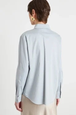 Camicia in popeline stretch - Azzurro