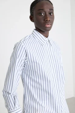 Camicia in popeline stretch - Azzurro Bianco