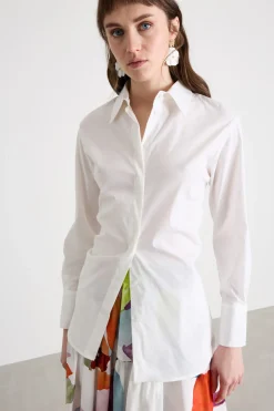 Camicia in popeline stretch - Bianco