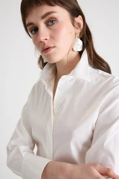 Camicia in popeline stretch - Bianco