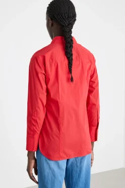 Camicia in popeline stretch - Rosso