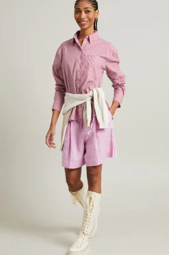 Camicia in popeline tinto filo - Mattone Bianco