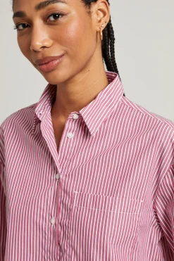 Camicia in popeline tinto filo - Mattone Bianco
