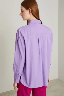 Camicia in popeline tinto filo - Viola