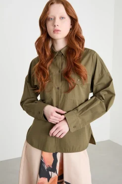 Camicia in popeline - Verde