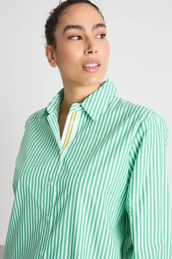 Camicia in popeline - Verde Bianco