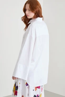 Camicia in raso con maniche ampie - Bianco