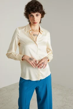 Camicia in raso di seta - Champagne
