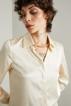 Camicia in raso di seta - Champagne