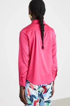 Camicia in raso leggero stretch - Fuxia