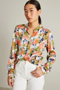 Camicia in raso martellato - Rosa