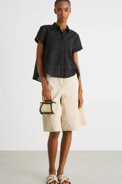 Camicia in sangallo - Nero