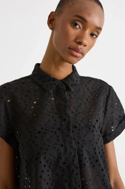 Camicia in sangallo - Nero