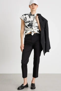 Camicia in stuoia con tasche - Bianco Nero